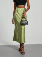 Elastic Satin Maxi Skirt