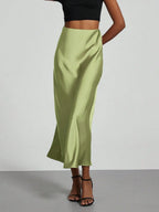 Elastic Satin Maxi Skirt