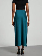 Elastic Satin Maxi Skirt