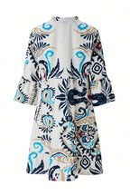 Yasmin Chic Casual Daily National Totem Print Patchwork Ruffles V Neck a Line Dresses Elevated Occasion Wear