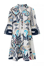Yasmin Chic Casual Daily National Totem Print Patchwork Ruffles V Neck a Line Dresses Elevated Occasion Wear