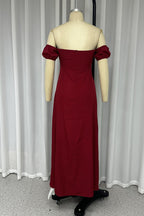 Angeline's Boutique Off the Shoulder a Line Dresses with Drawstring and Slit Collection