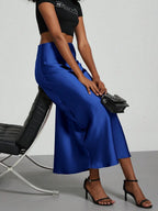 Elastic Satin Maxi Skirt