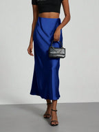 Elastic Satin Maxi Skirt