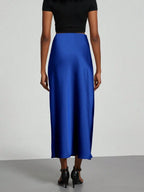 Elastic Satin Maxi Skirt