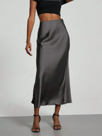 Elastic Satin Maxi Skirt