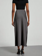 Elastic Satin Maxi Skirt