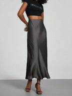 Elastic Satin Maxi Skirt