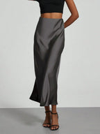 Elastic Satin Maxi Skirt