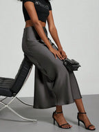 Elastic Satin Maxi Skirt