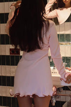 Sabrina Aesthetic Casual Daily Long Sleeve Thread Selvedge O Neck Dresses (3 Colors) Elevated Occasion Wear