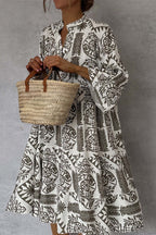 Kira Exclusive Casual a Line Dresses with Patchwork Floral Print and V Neck Elevated Occasion Wear