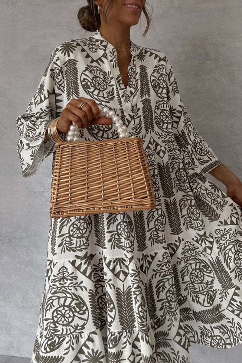 Kira Exclusive Casual a Line Dresses with Patchwork Floral Print and V Neck Elevated Occasion Wear