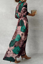 Jimena Boutique Daily Floral Print Lace Up Shirt Dresses with Slit and Turn Down Collar Premium Wardrobe Essential