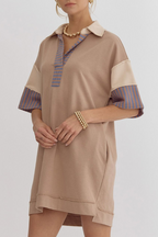 Encarni Casual Striped Pocket Dress with Relaxed Fit and Modern Casual Wear