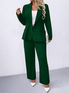 Plus Size Navy Blazer Notched Collar Office Ready Essential