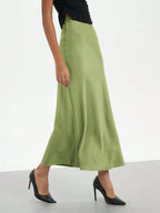 Elastic Satin Maxi Skirt