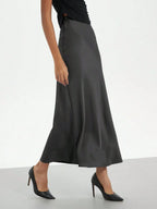 Elastic Satin Maxi Skirt