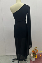 Eugenia Exclusive Party Ruched Irregular Slanted Shoulder Dresses (5 Colors) Everyday Luxe Edit