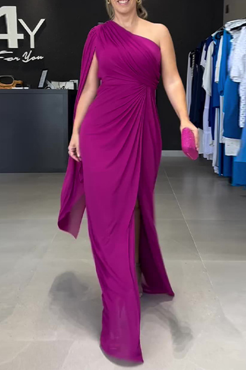 Eugenia Exclusive Party Ruched Irregular Slanted Shoulder Dresses (5 Colors) Everyday Luxe Edit