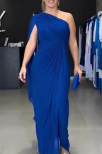 Eugenia Exclusive Party Ruched Irregular Slanted Shoulder Dresses (5 Colors) Everyday Luxe Edit