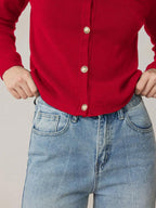 Knit Cardigan With Button Front For Workwear Comfort