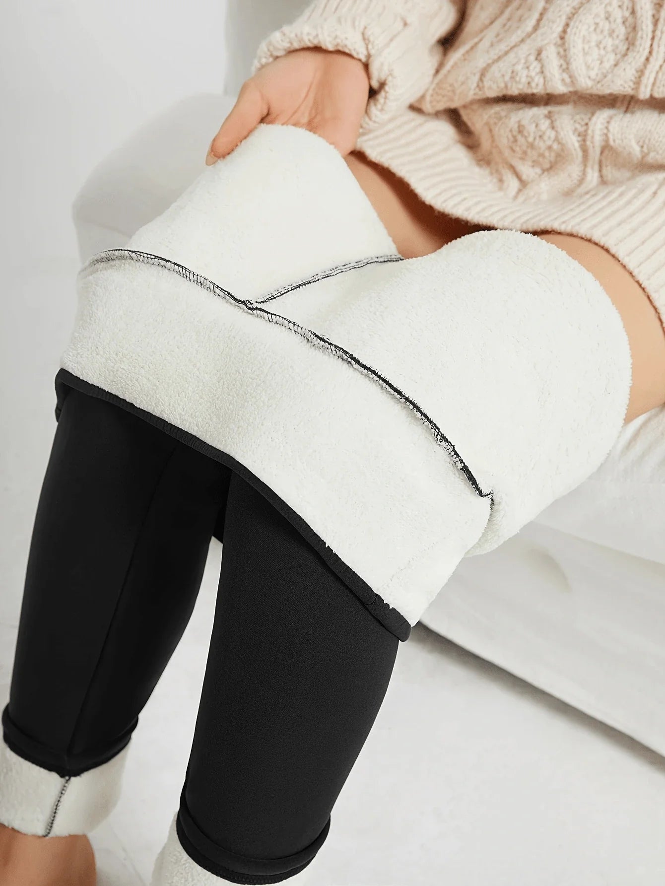 Cozy Knit High Waist Leggings For Running And Workouts