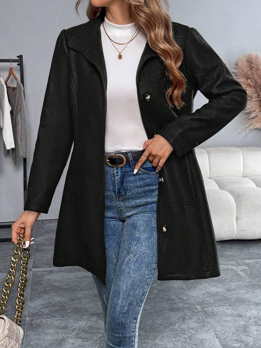 Casual Long Sleeve Belted Jacket For Daily Wear All Season