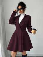Elegant Minimalist Wool Overcoat With Waterfall Neckline