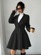 Elegant Minimalist Wool Overcoat With Waterfall Neckline