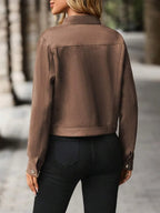Wool Blend Jacket Crop Length Single Breasted Collar