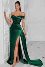 Idonay Green Strapless Split Maxi Dress