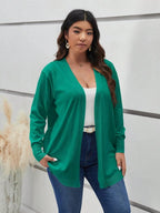 Cozy Open Front Black Knit Cardigan Thigh Length For Fall