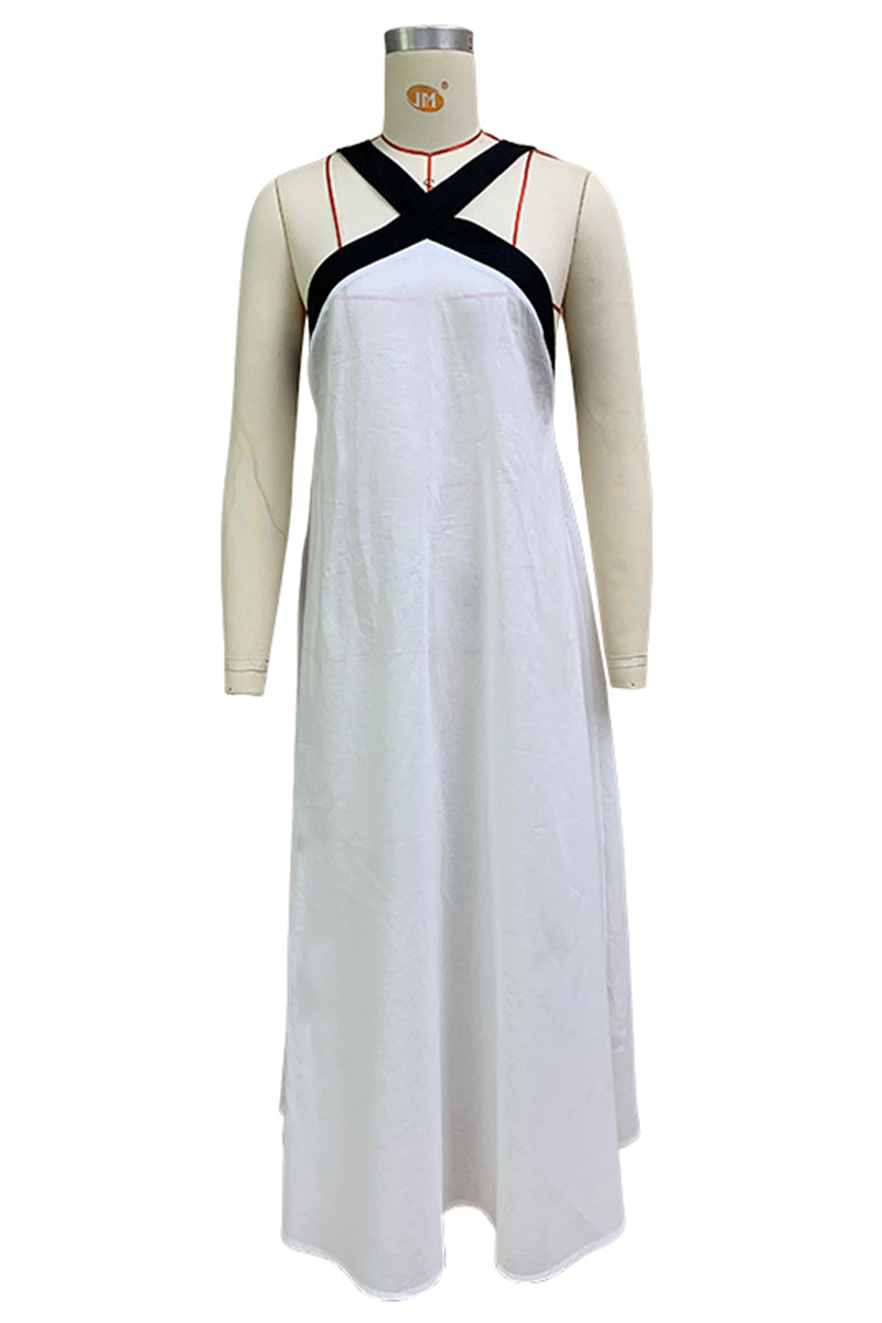 Ximena Minimalist Casual Sling Dresses with Patchwork Contrast and V Neck Boutique Dress Collection