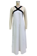 Ximena Minimalist Casual Sling Dresses with Patchwork Contrast and V Neck Boutique Dress Collection