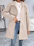 Casual Long Sleeve Belted Jacket For Daily Wear All Season