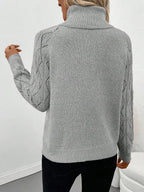 White Pointelle Hollow Out Raglan Sleeve Pullover Sweater Cozy Winter Casual Knit For Daily Wear
