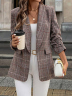 Shawl Collar Blazer Three Quarter Sleeve Unlined Chic