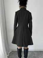 Elegant Minimalist Wool Overcoat With Waterfall Neckline