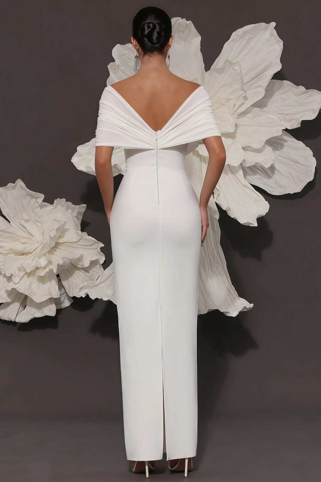 Oonan White Strapless Mesh Midi Dress