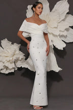 Oonan White Strapless Mesh Midi Dress