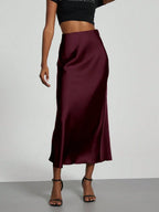 Elastic Satin Maxi Skirt