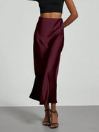 Elastic Satin Maxi Skirt