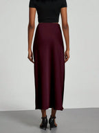 Elastic Satin Maxi Skirt