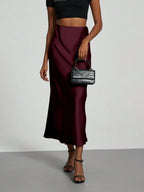 Elastic Satin Maxi Skirt