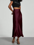 Elastic Satin Maxi Skirt