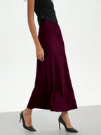 Elastic Satin Maxi Skirt