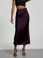 Elastic Satin Maxi Skirt