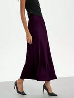 Elastic Satin Maxi Skirt