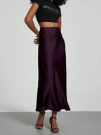 Elastic Satin Maxi Skirt